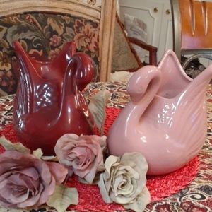Set of ceramic swans.